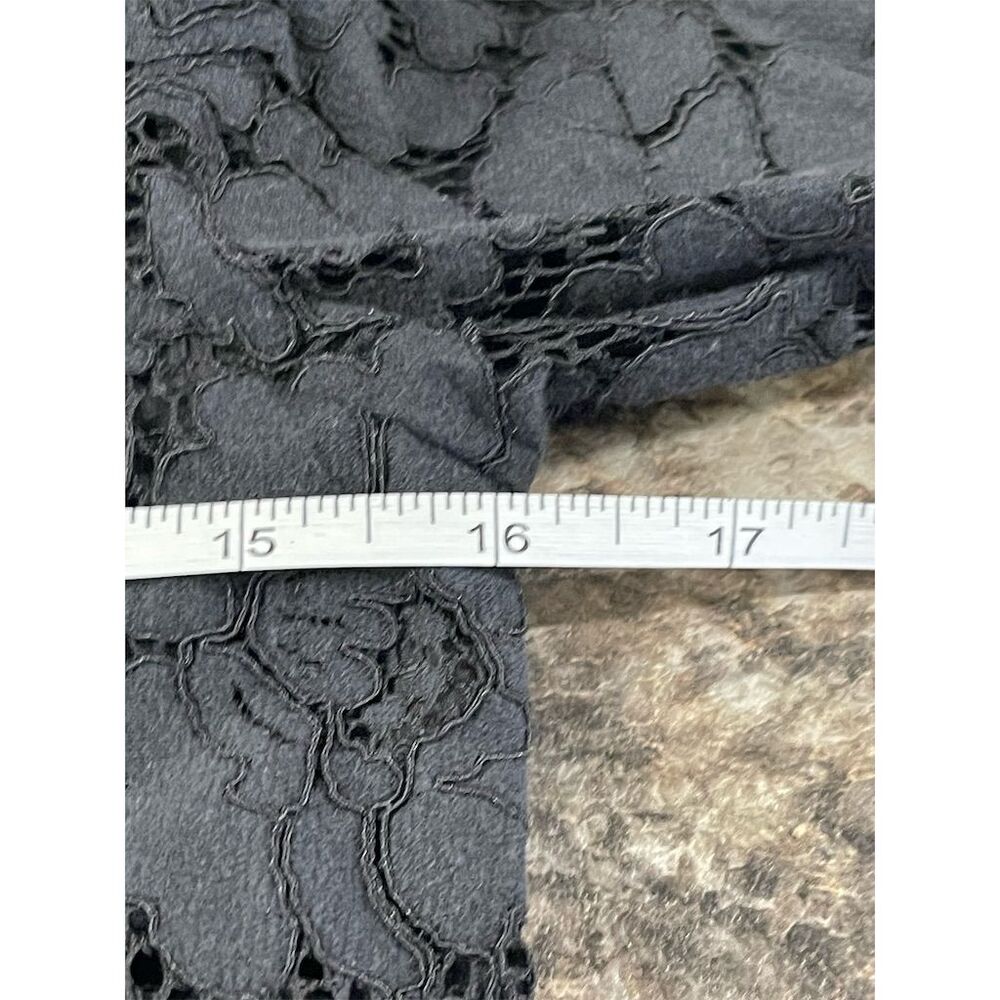 Ann Taylor Petite Black Lace Floral High Neck Blouse XXSP Long Sleeve Office - Picture 4 of 10